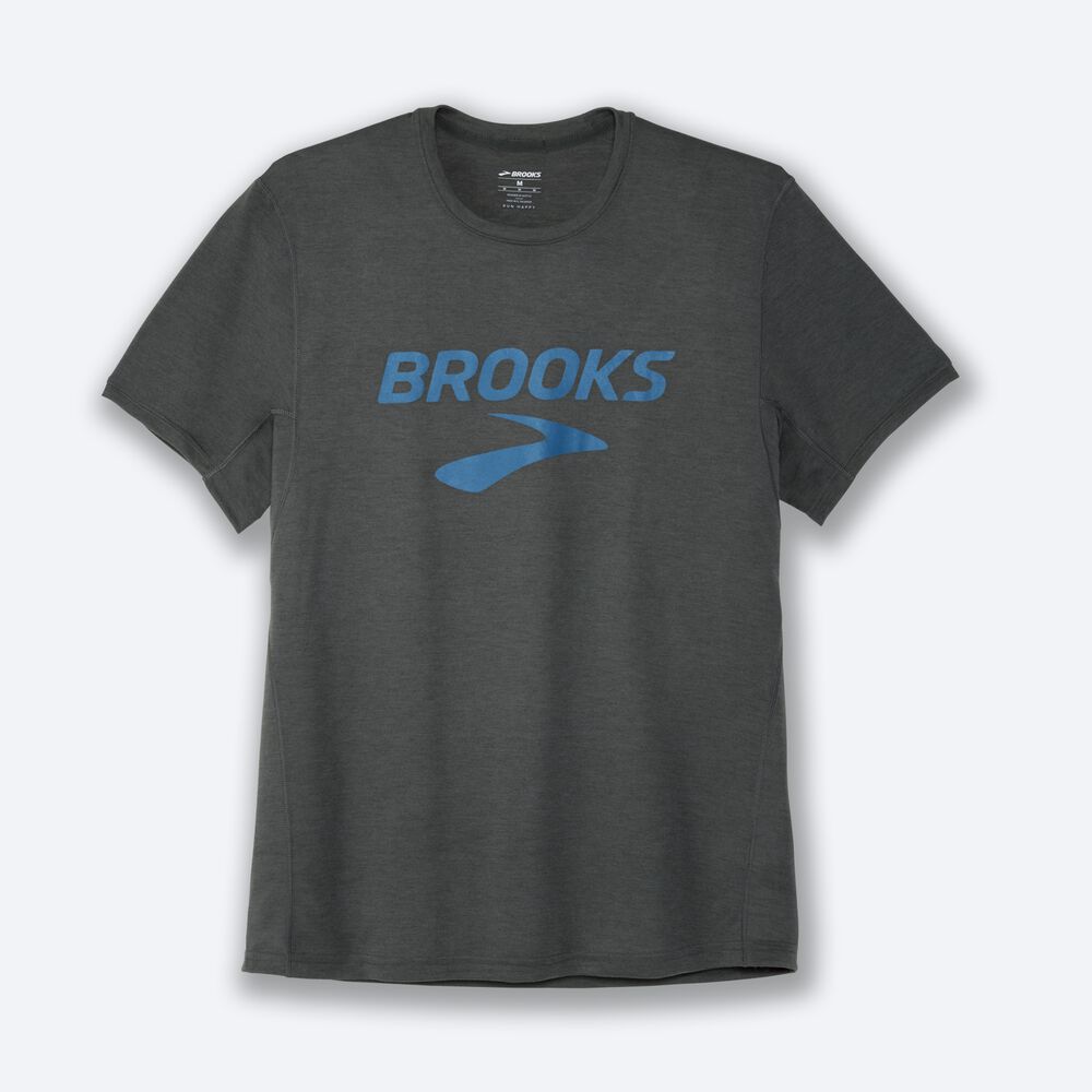 Brooks Distance Tryck Short Sleeve T-shirt Herr Mörk | VAL-394582