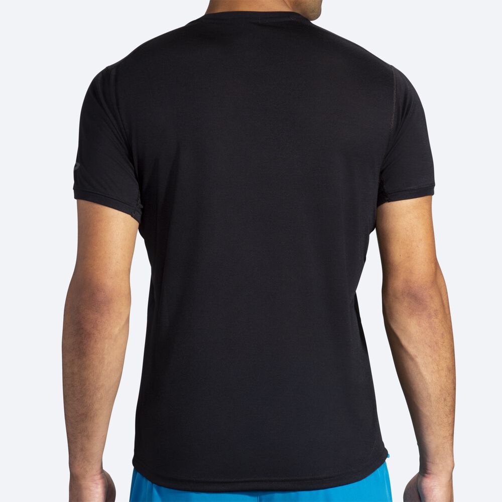 Brooks Distance Tryck Short Sleeve T-shirt Herr Svarta/Blå | VHG-697145