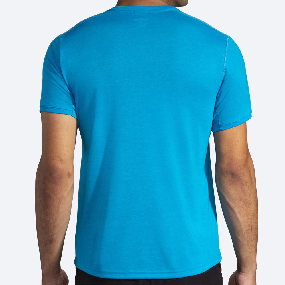 Brooks Distance Tryck Short Sleeve T-shirt Herr Blå | XZS-239615