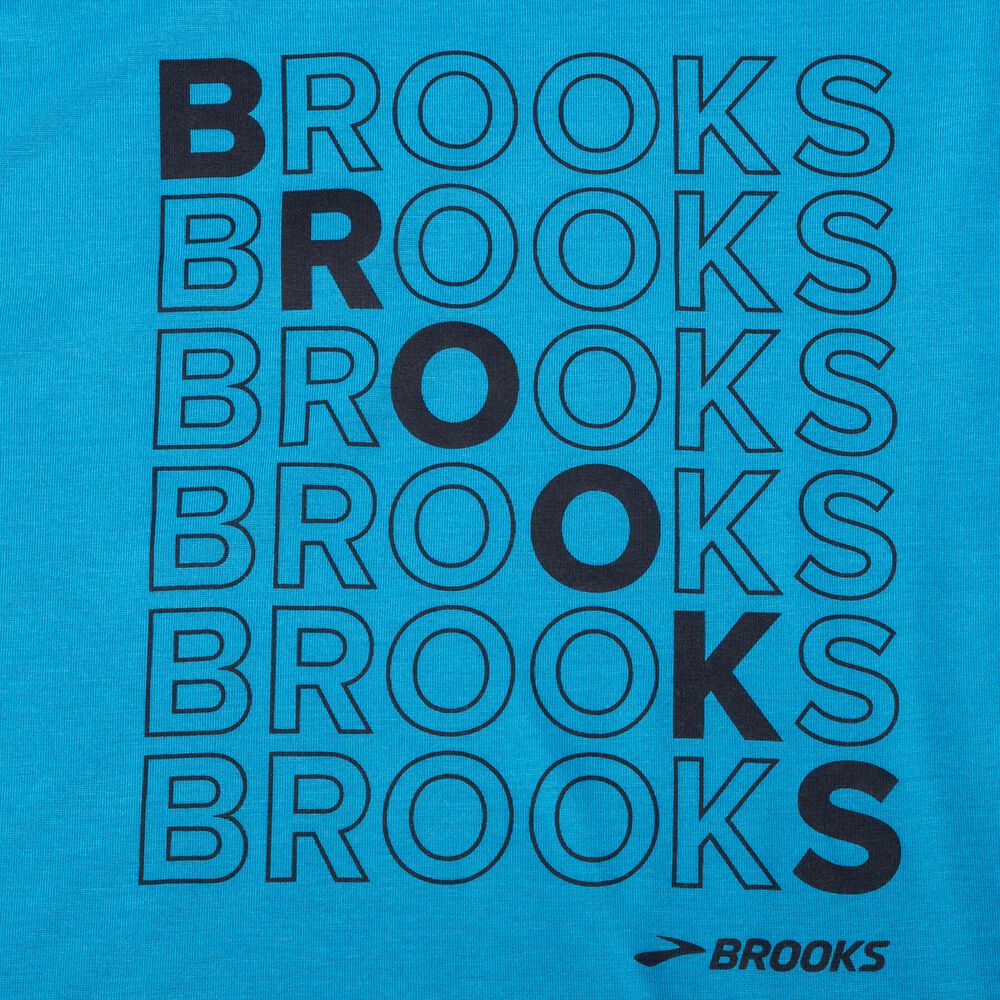 Brooks Distance Tryck Short Sleeve T-shirt Herr Blå | XZS-239615