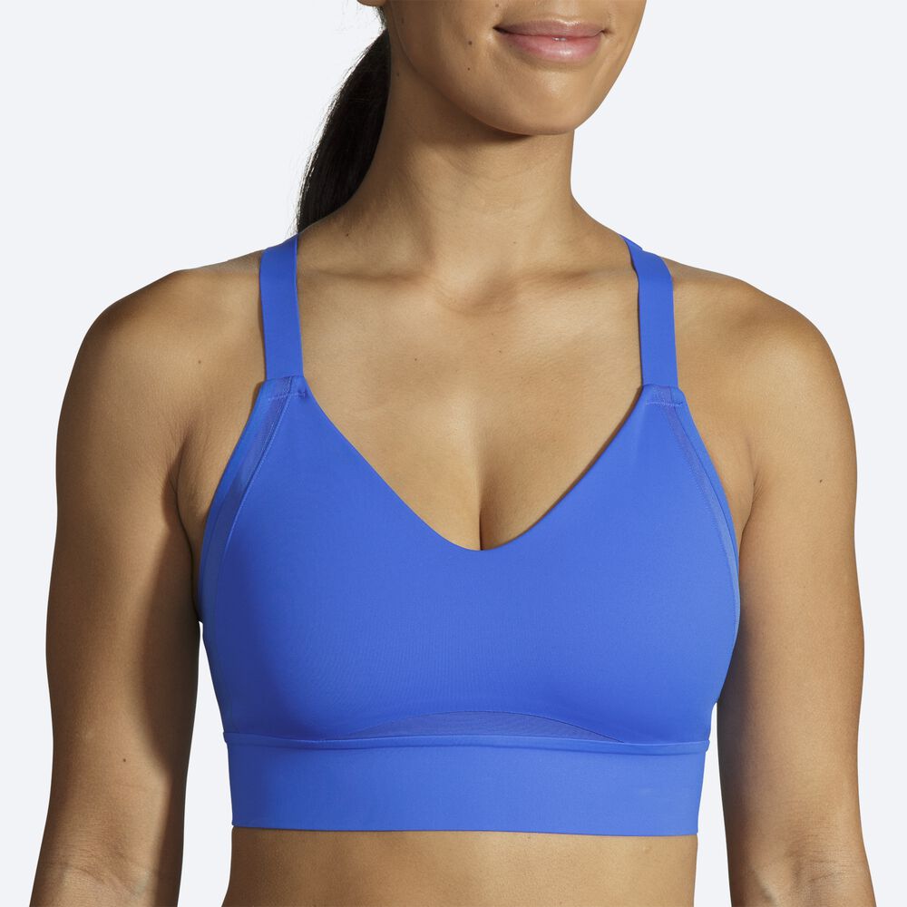 Brooks Drive Interlace Run Bra Sport Bh Dam Blå | BMS-401853