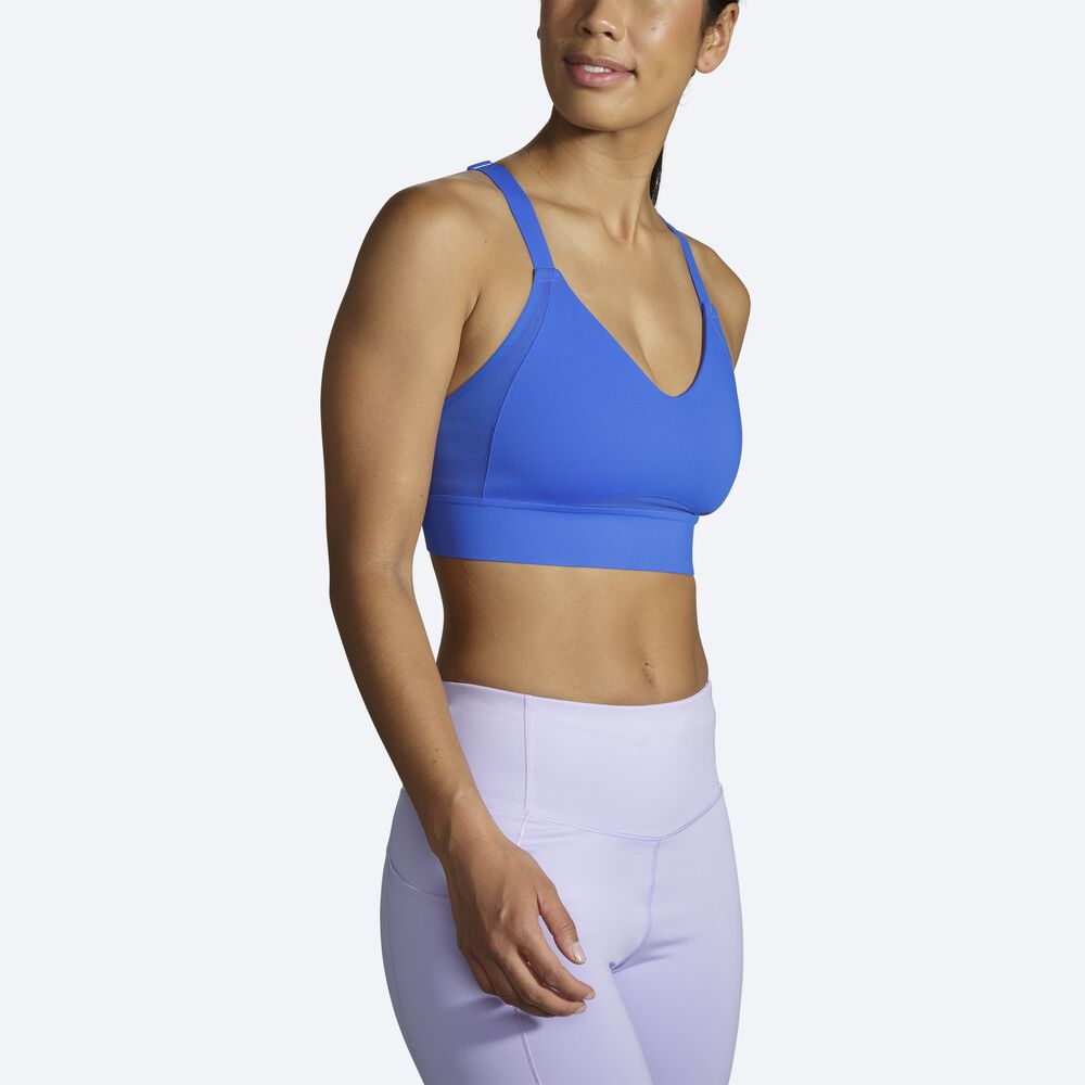 Brooks Drive Interlace Run Bra Sport Bh Dam Blå | BMS-401853