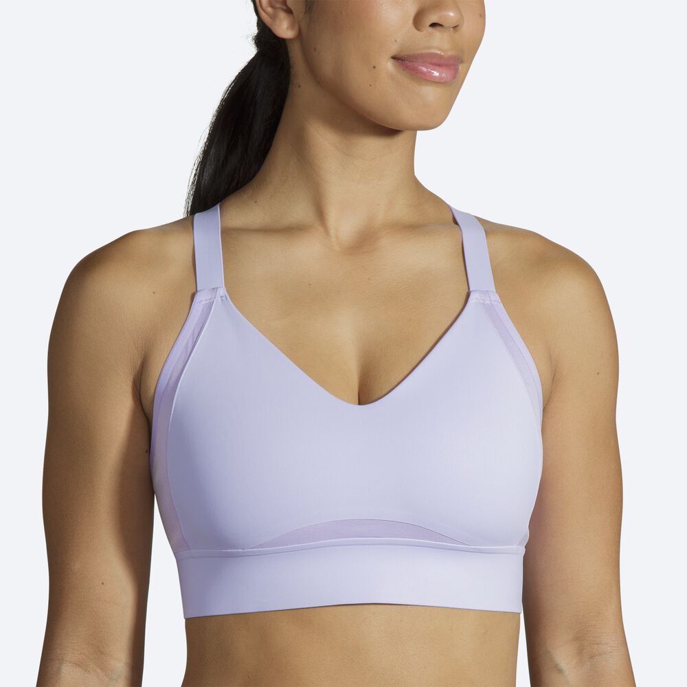 Brooks Drive Interlace Run Bra Sport Bh Dam Lila Grå | EGV-207138