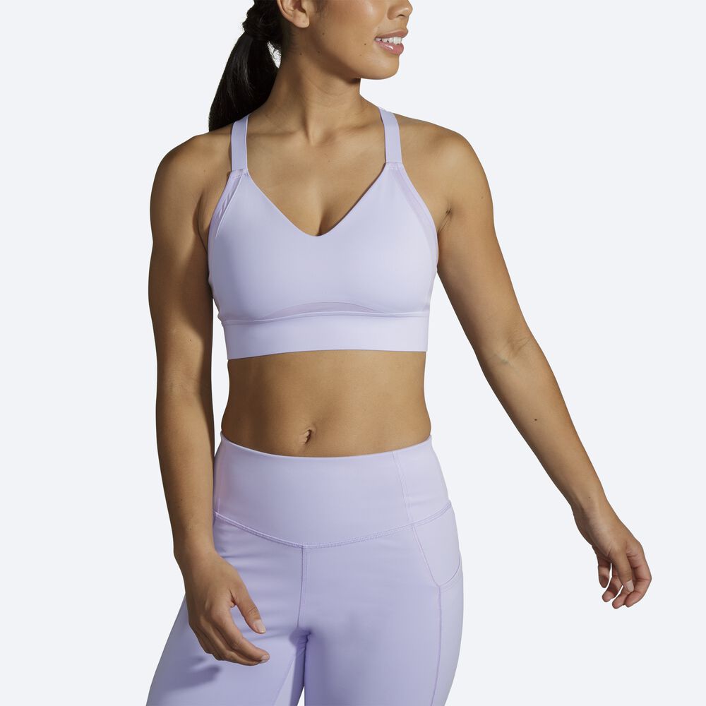 Brooks Drive Interlace Run Bra Sport Bh Dam Lila Grå | EGV-207138