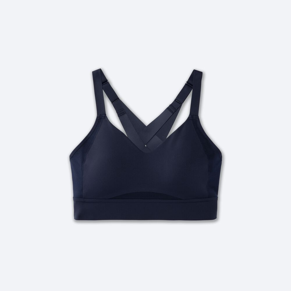 Brooks Drive Interlace Run Bra Sport Bh Dam Marinblå | FYC-231746