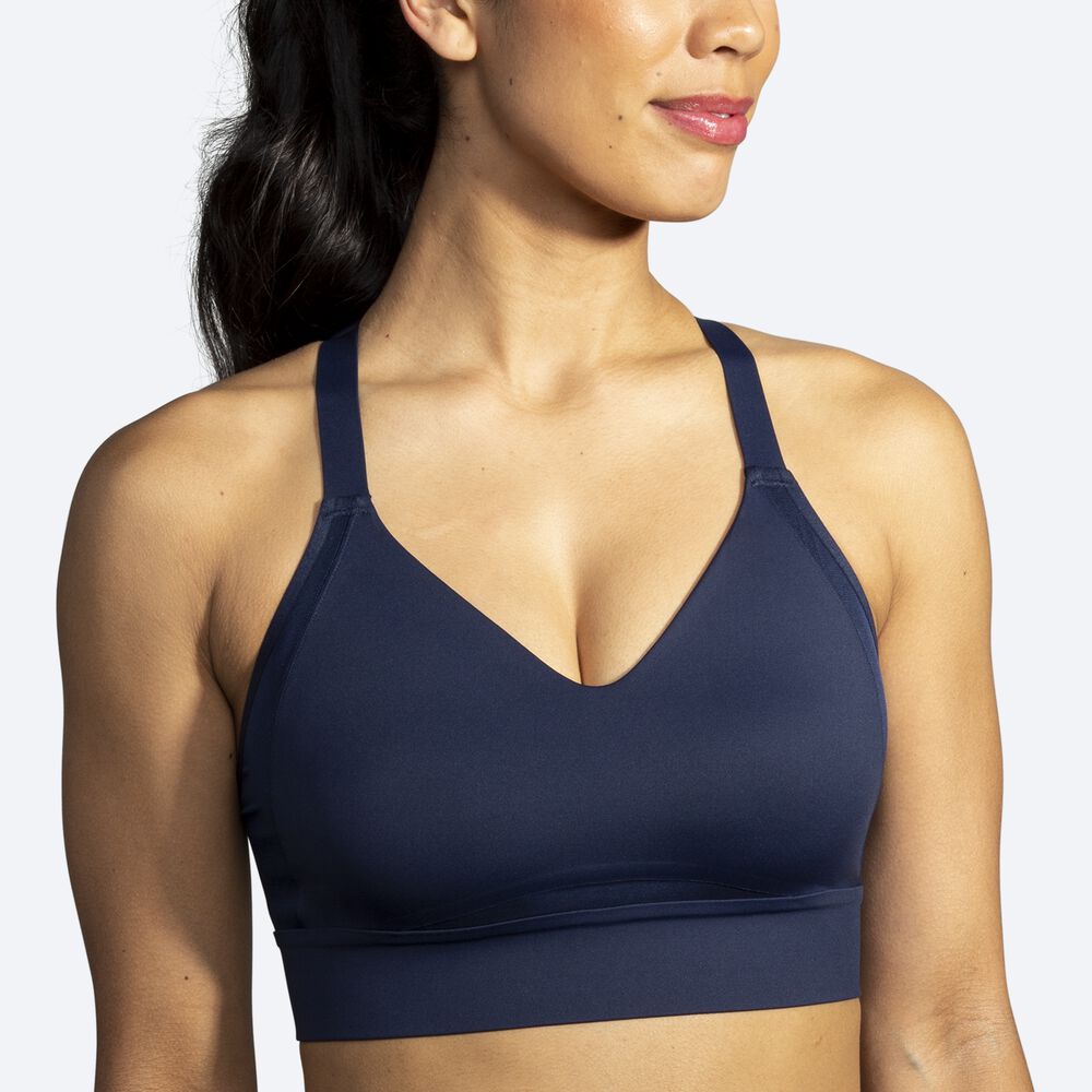 Brooks Drive Interlace Run Bra Sport Bh Dam Marinblå | FYC-231746