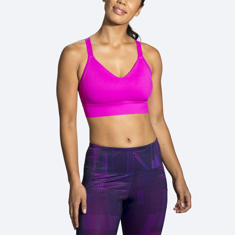 Brooks Drive Interlace Run Bra Sport Bh Dam Rosa/Lila | UGD-328547