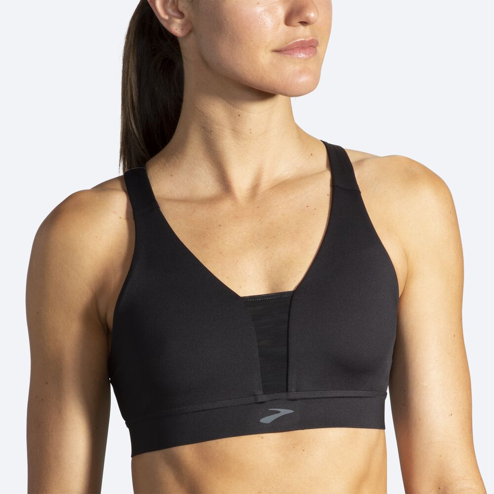 Brooks Drive Plunge Run Bra Sport Bh Dam Svarta | BGA-812935