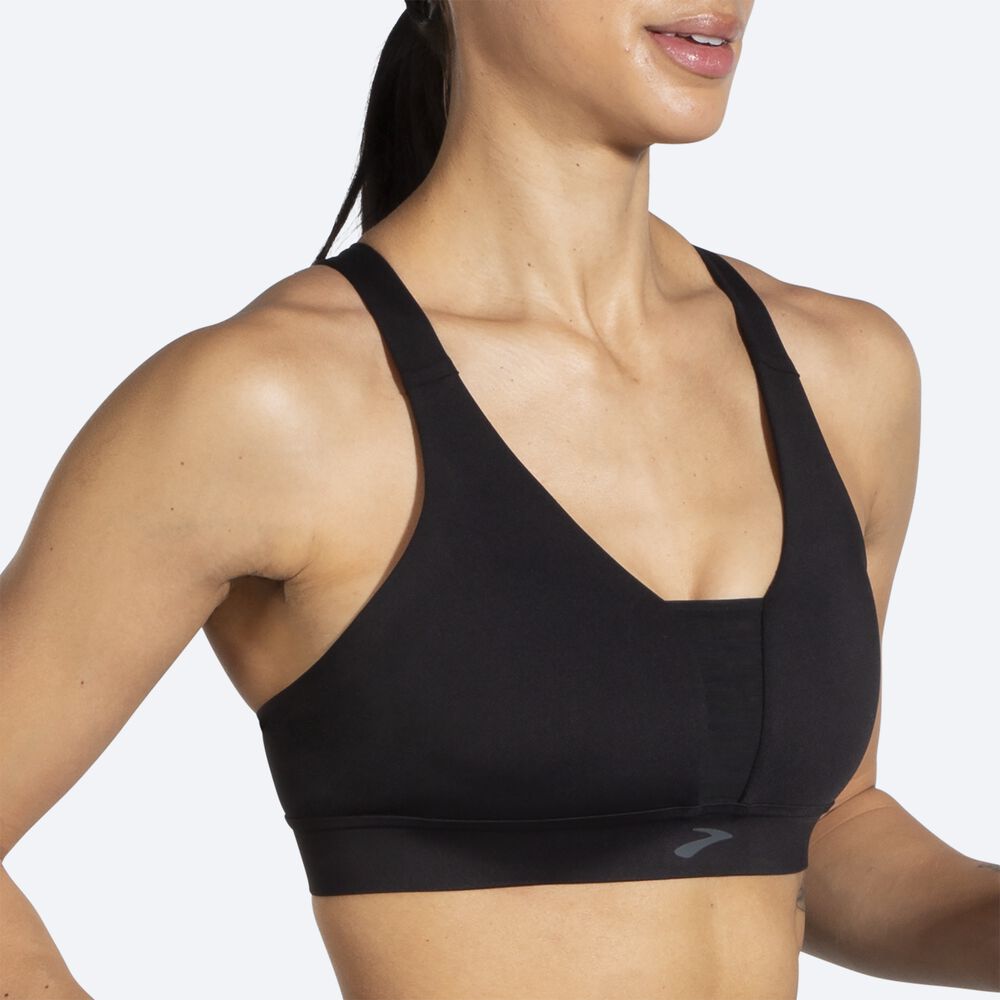 Brooks Drive Plunge Run Bra Sport Bh Dam Svarta | BGA-812935