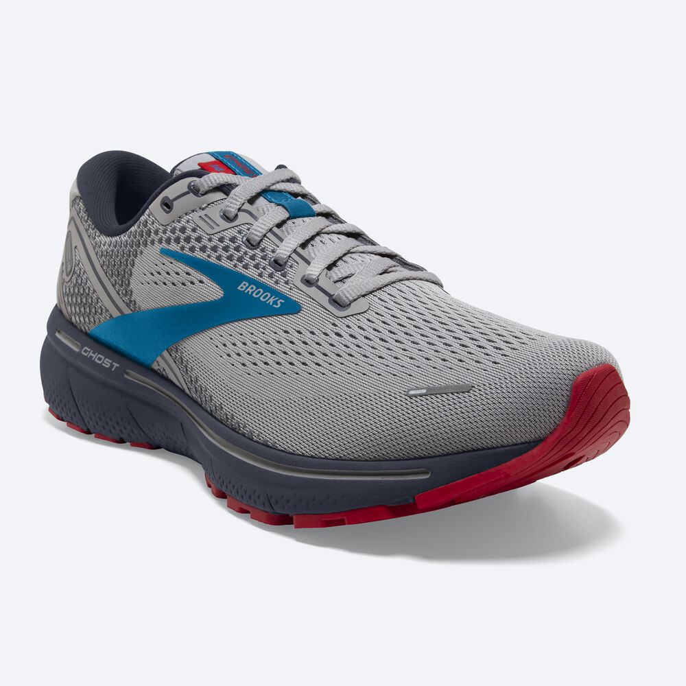 Brooks Ghost 14 Löparskor Herr Grå/Blå/Röda | QMY-694287