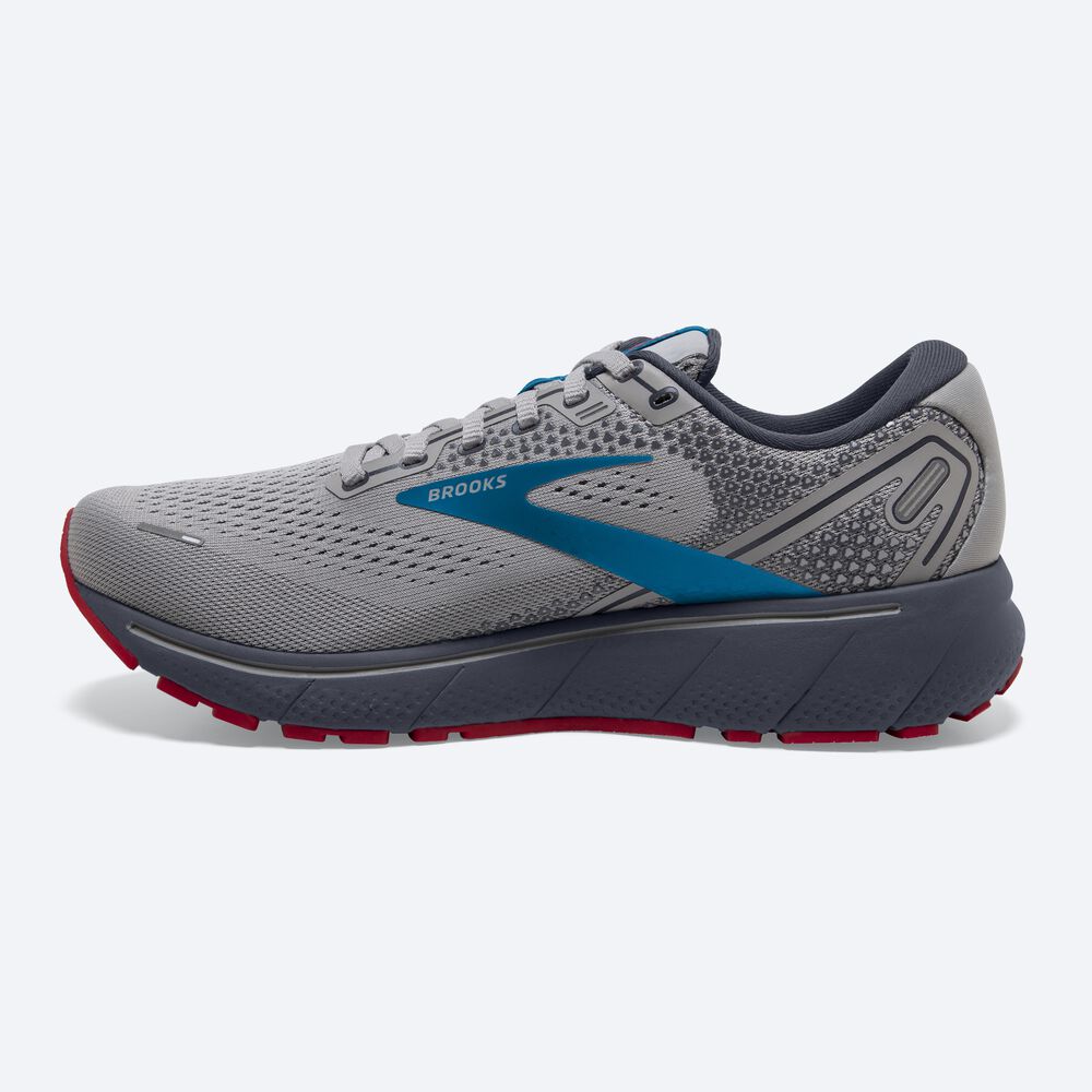 Brooks Ghost 14 Löparskor Herr Grå/Blå/Röda | QMY-694287