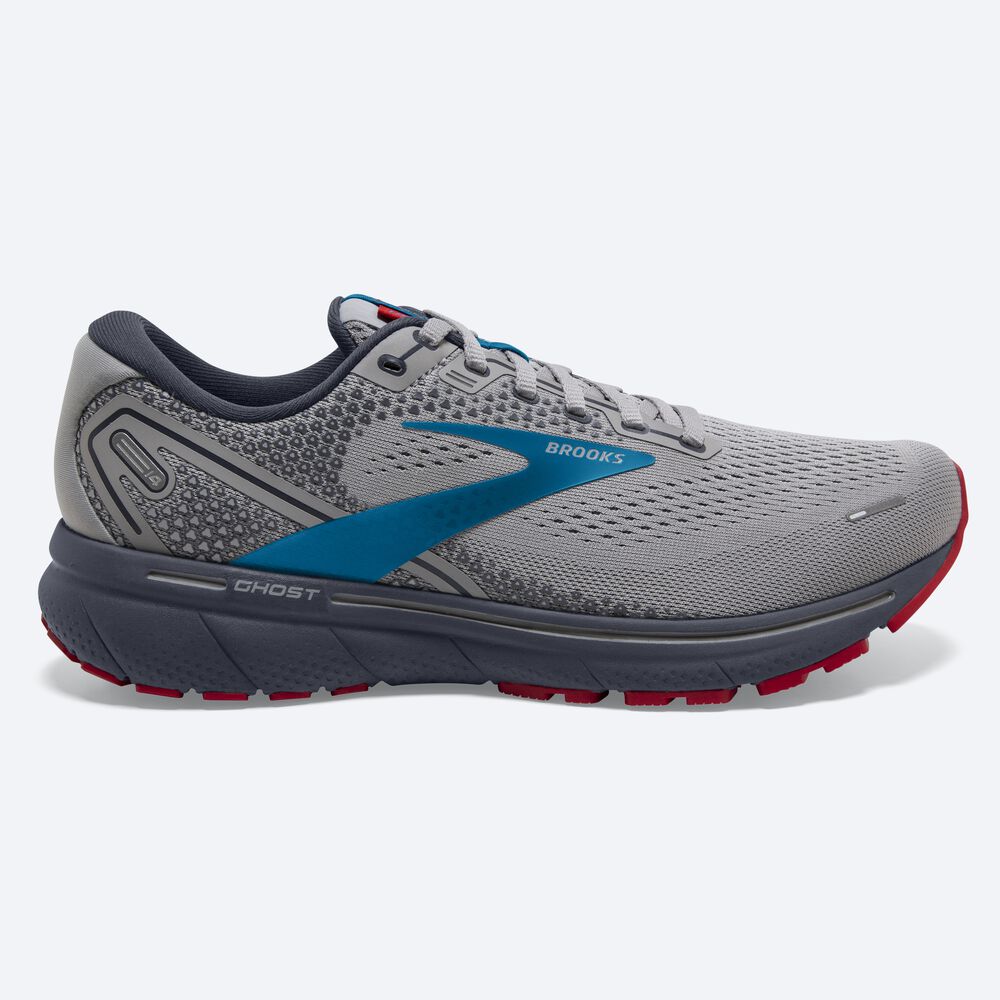 Brooks Ghost 14 Löparskor Herr Grå/Blå/Röda | QMY-694287