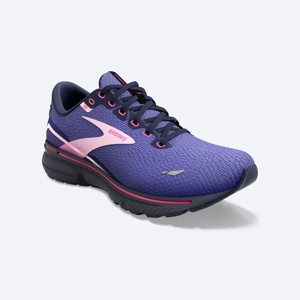 Brooks Ghost 15 Löparskor Dam Blå/Marinblå/Rosa | UWM-529187