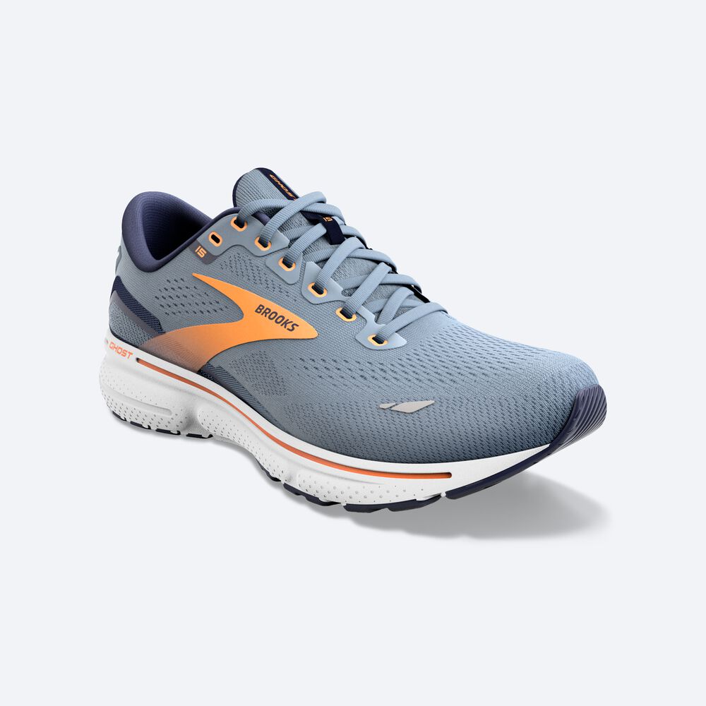 Brooks Ghost 15 Löparskor Herr Grå/Marinblå/Orange | JWK-934517