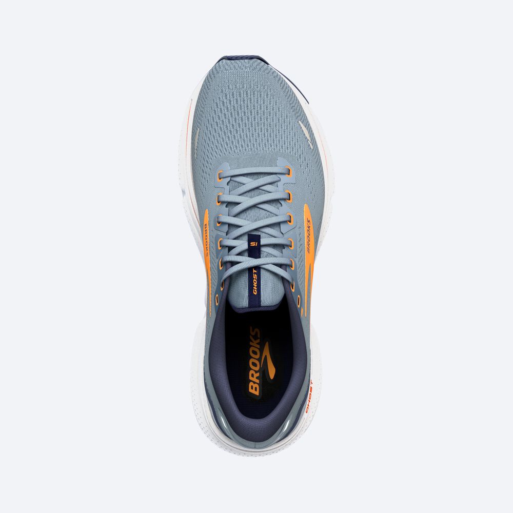 Brooks Ghost 15 Löparskor Herr Grå/Marinblå/Orange | JWK-934517