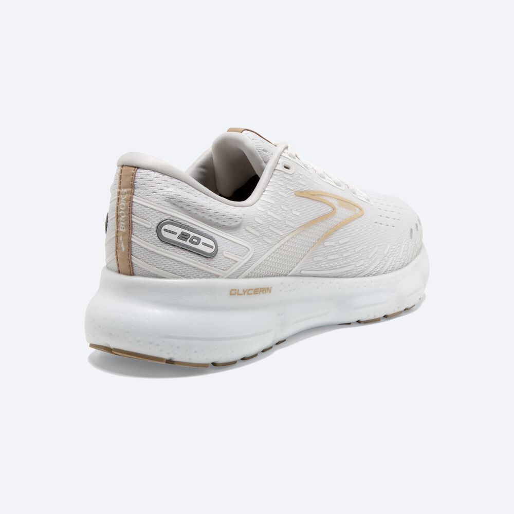 Brooks Glycerin 20 Löparskor Dam Vita/Khaki | VWE-478916