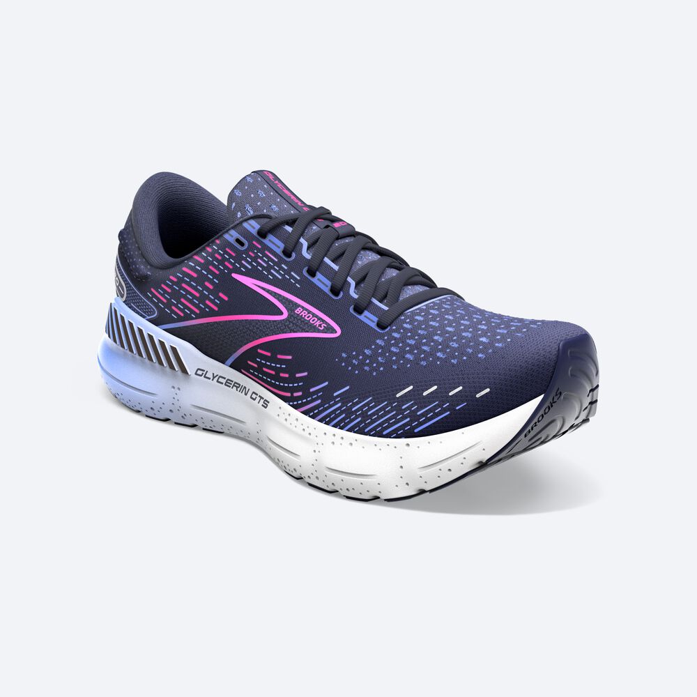 Brooks Glycerin GTS 20 Löparskor Dam Marinblå/Blå/Rosa | TOG-986132