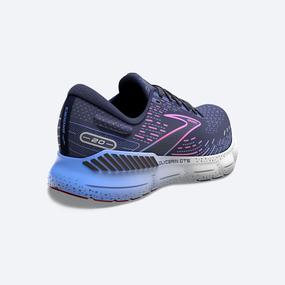 Brooks Glycerin GTS 20 Löparskor Dam Marinblå/Blå/Rosa | TOG-986132