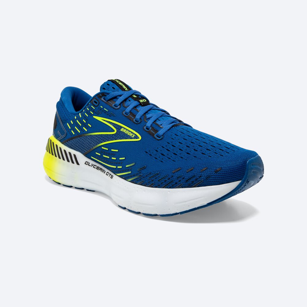 Brooks Glycerin GTS 20 Löparskor Herr Blå/Vita | CVJ-849175