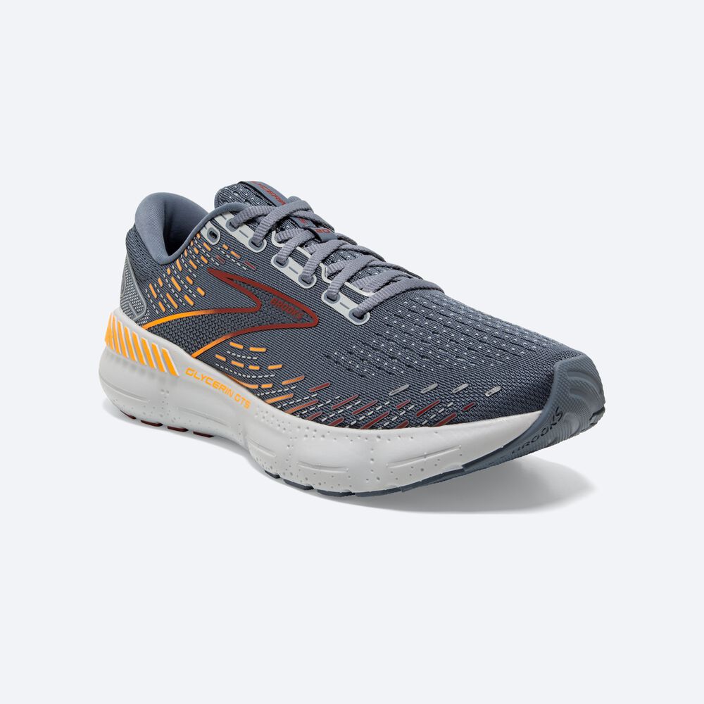 Brooks Glycerin GTS 20 Löparskor Herr Grå/Röda/Orange | QGJ-680745