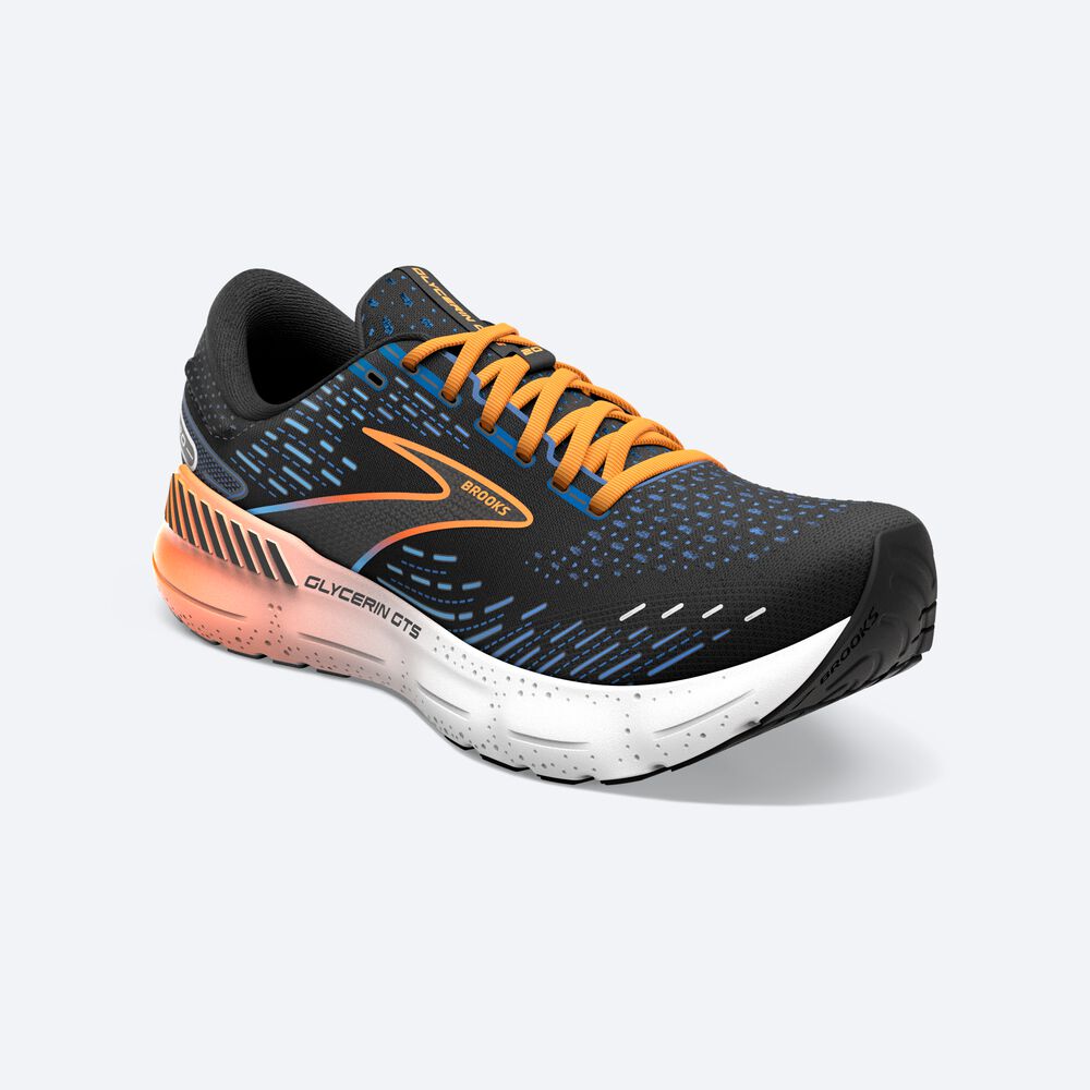 Brooks Glycerin GTS 20 Löparskor Herr Svarta/Blå/Orange | CAF-078124