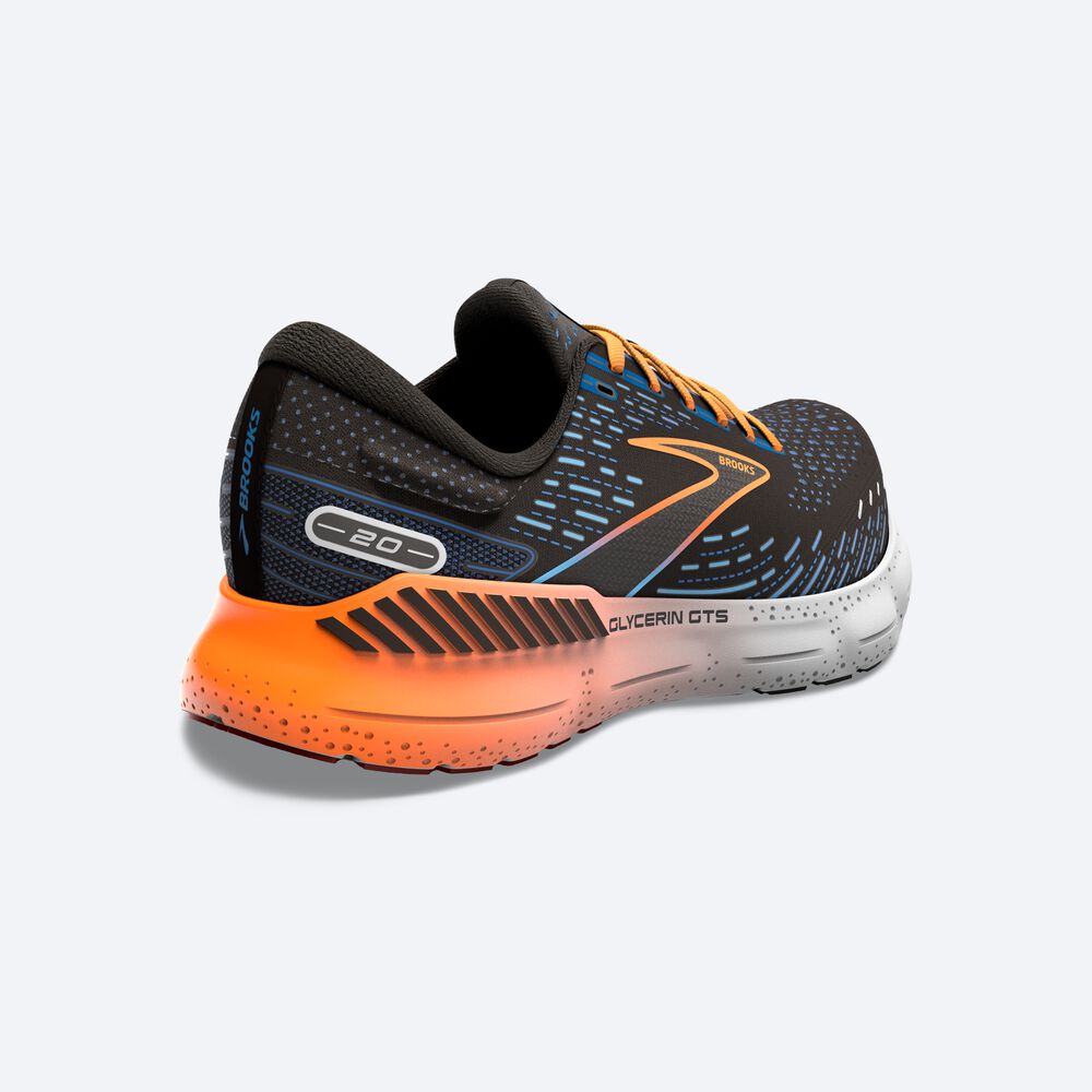 Brooks Glycerin GTS 20 Löparskor Herr Svarta/Blå/Orange | CAF-078124