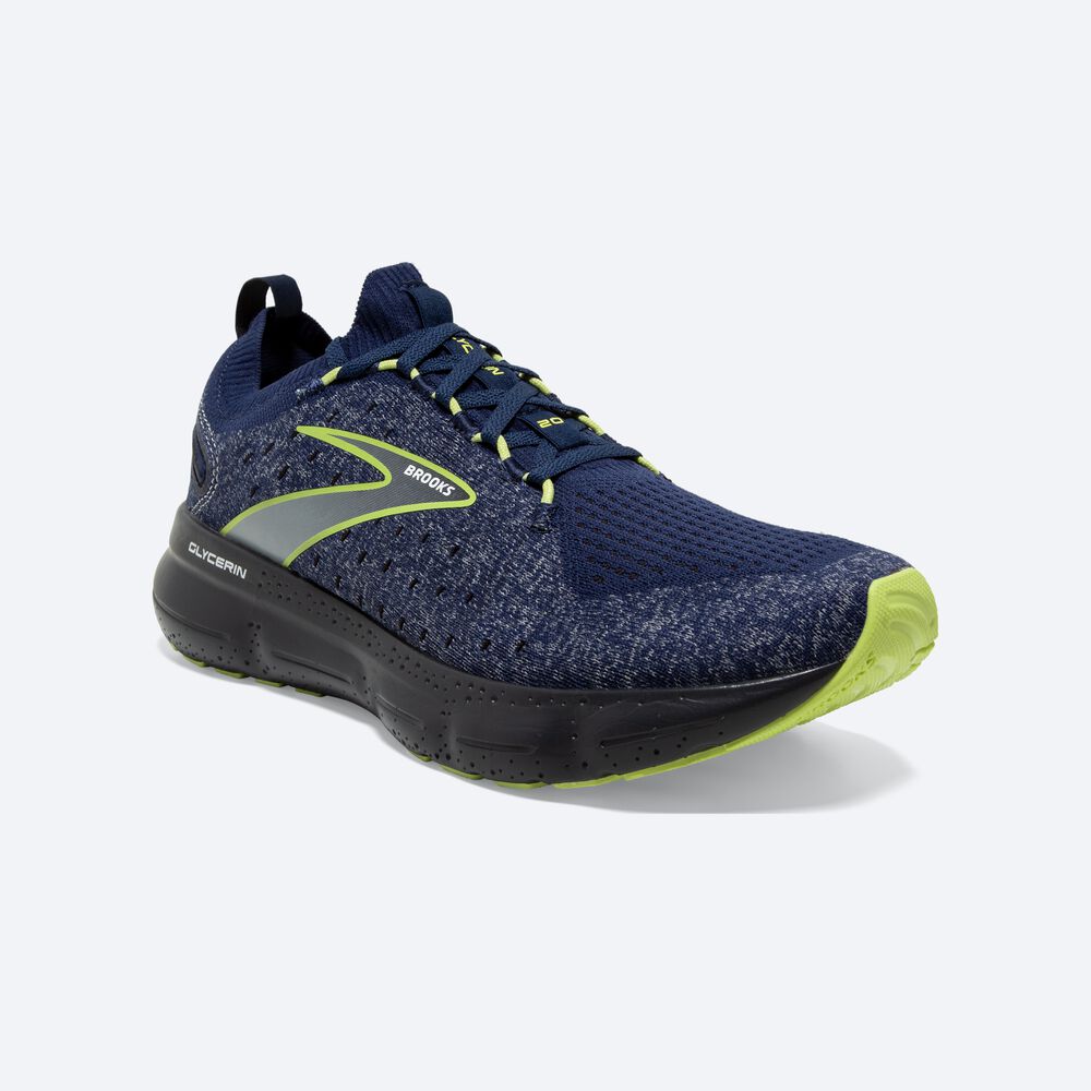 Brooks Glycerin StealthFit 20 Löparskor Herr Blå/LjusGröna | HML-467098