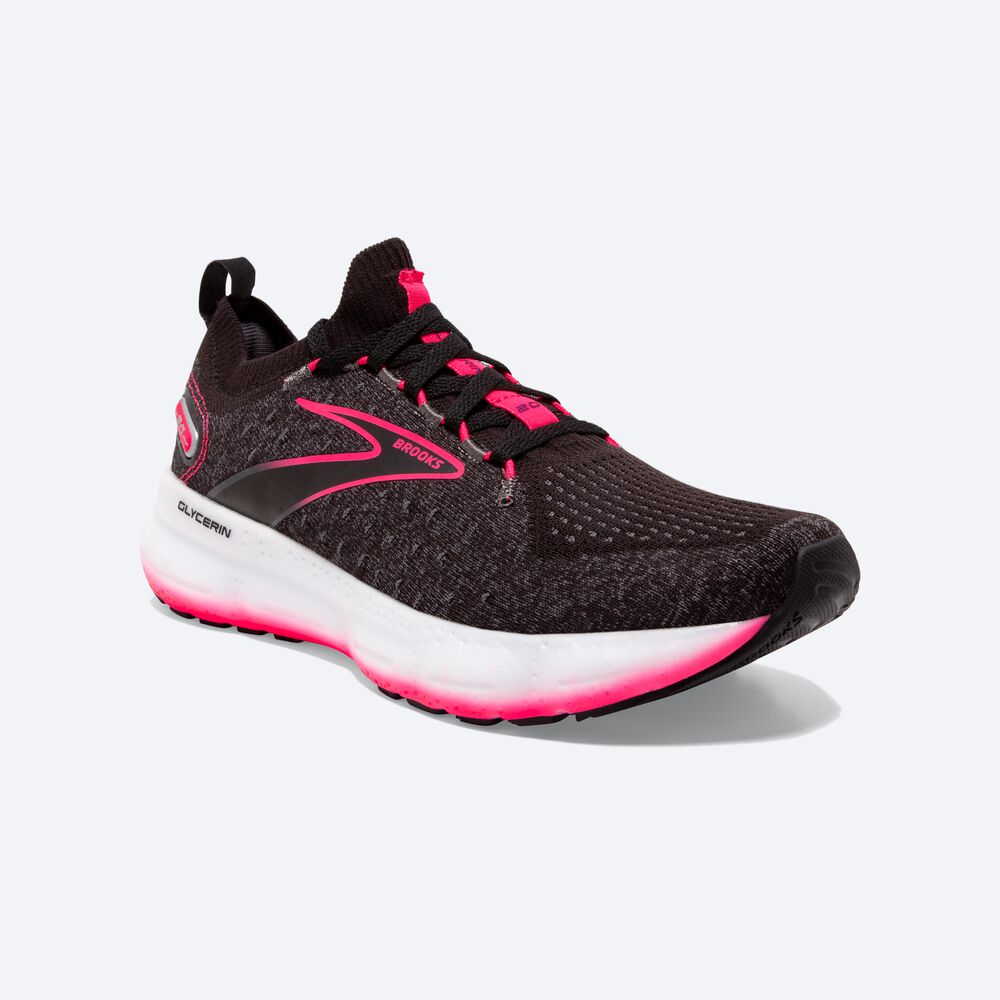 Brooks Glycerin StealthFit 20 Löparskor Dam Svarta/Rosa | JLE-971852