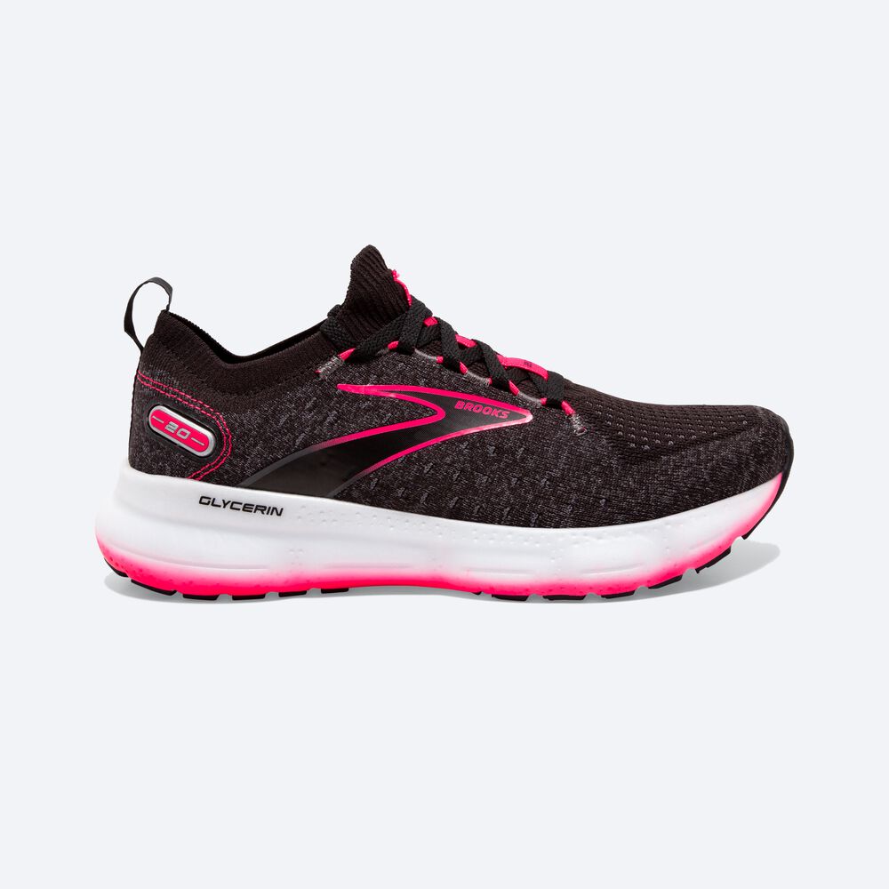 Brooks Glycerin StealthFit 20 Löparskor Dam Svarta/Rosa | JLE-971852