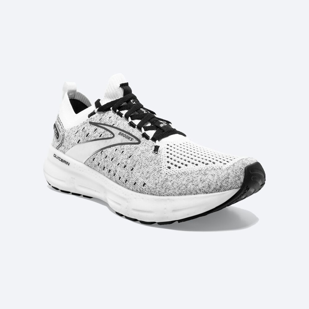 Brooks Glycerin StealthFit 20 Löparskor Herr Vita/Grå/Svarta | JMH-594801