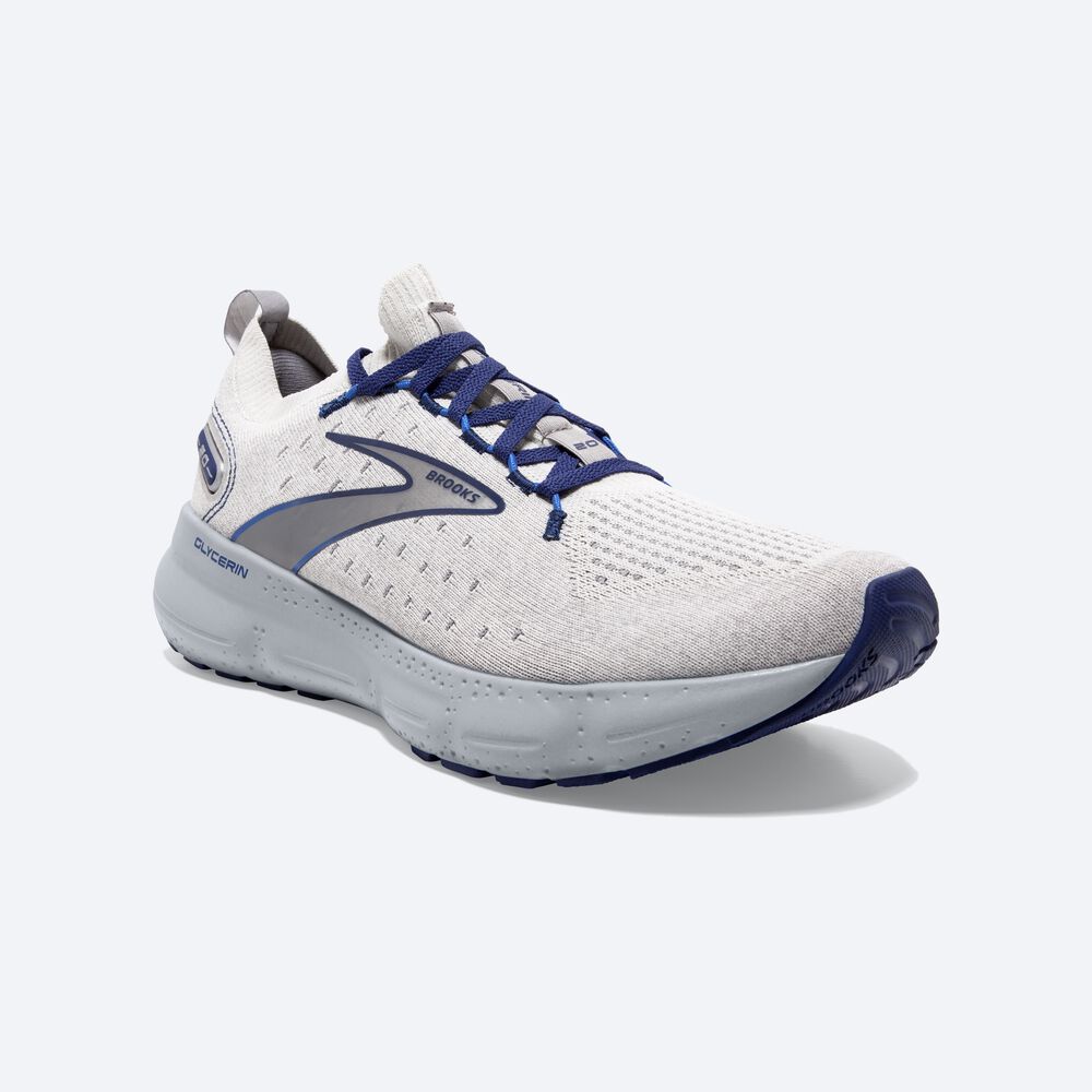 Brooks Glycerin StealthFit 20 Löparskor Herr Grå/Blå | VEU-394107