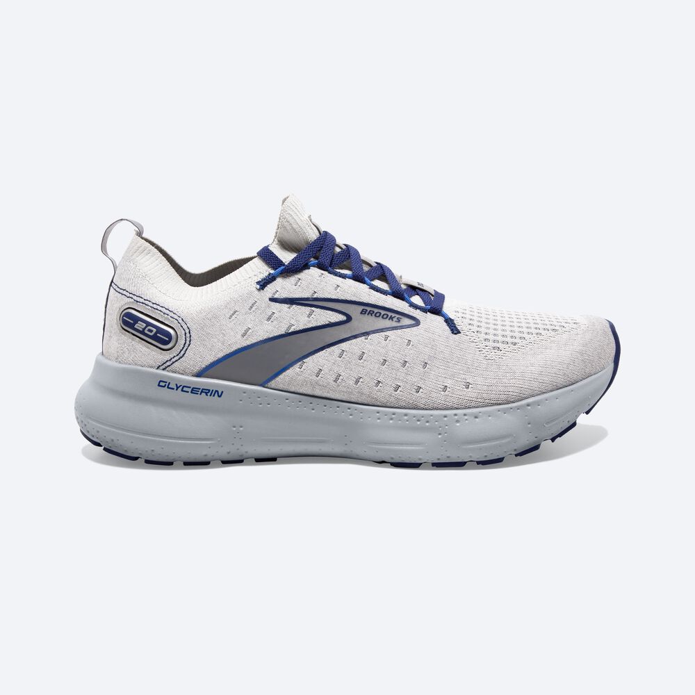 Brooks Glycerin StealthFit 20 Löparskor Herr Grå/Blå | VEU-394107