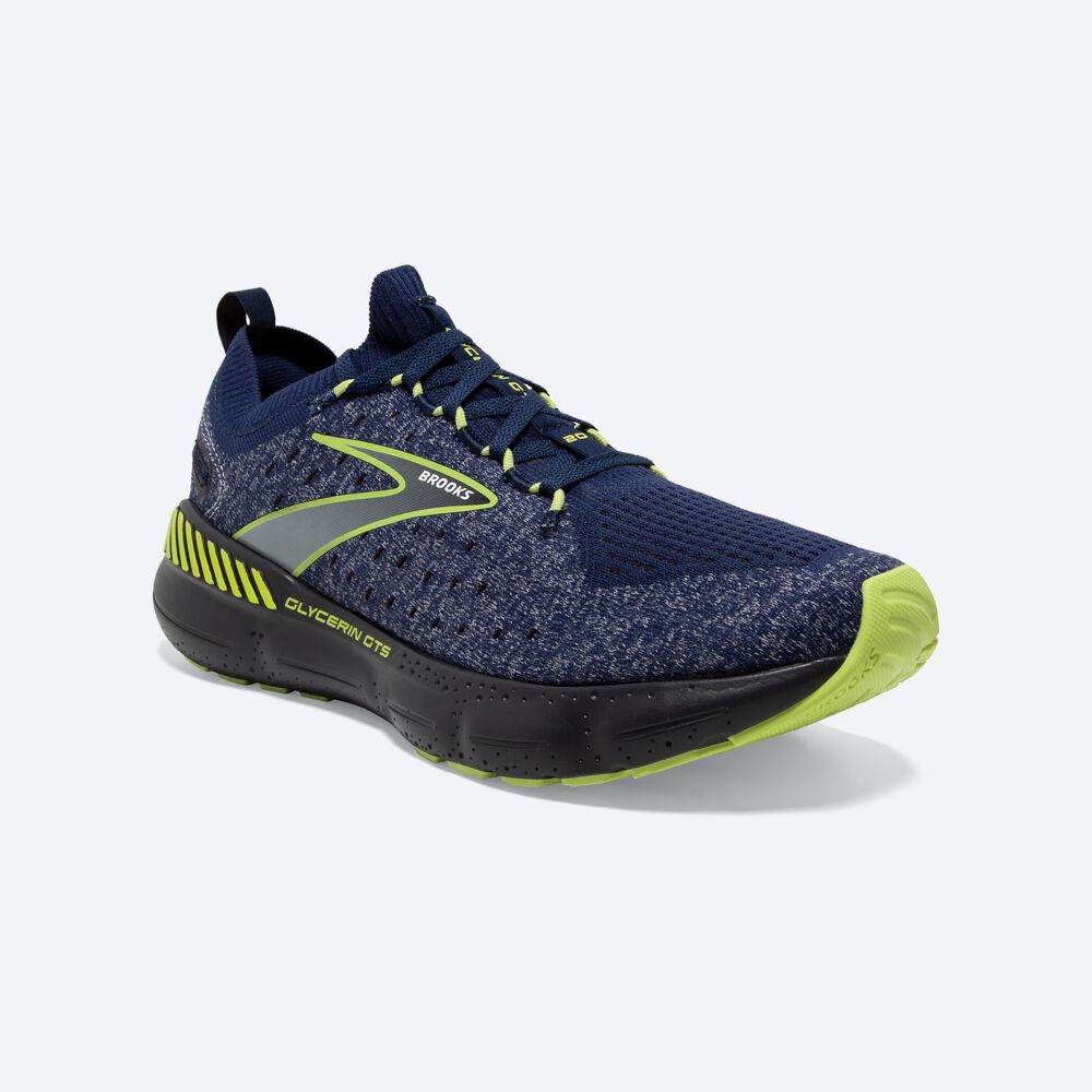 Brooks Glycerin StealthFit GTS 20 Löparskor Herr Blå/LjusGröna | KEW-103957