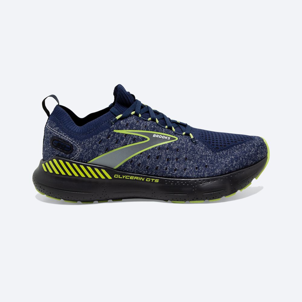 Brooks Glycerin StealthFit GTS 20 Löparskor Herr Blå/LjusGröna | KEW-103957