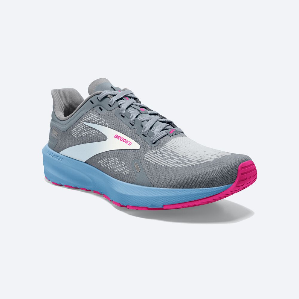 Brooks Launch 9 Löparskor Dam Grå/Blå/Rosa | GMQ-450239