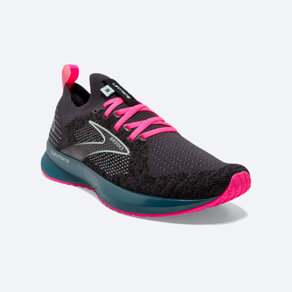 Brooks Levitate StealthFit 5 Löparskor Dam Svarta/Blå/Rosa | KRE-718029