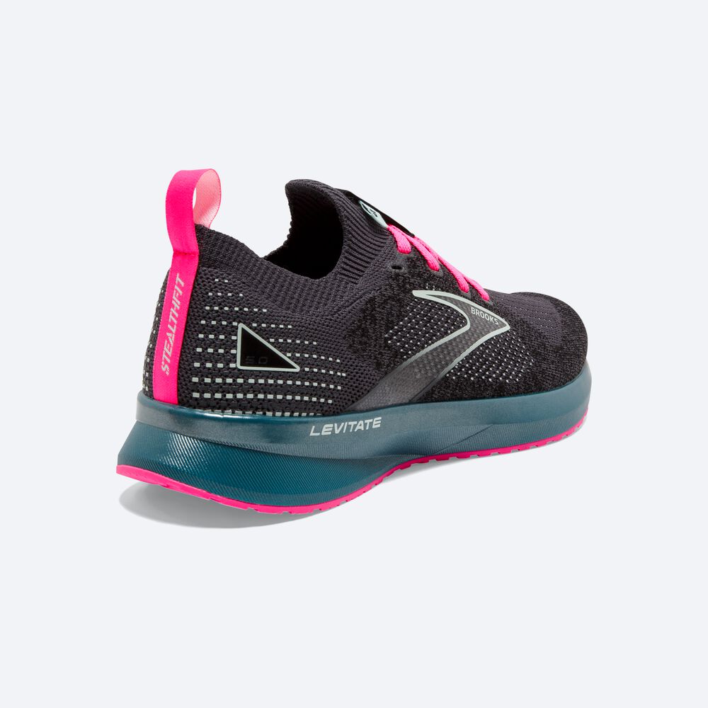 Brooks Levitate StealthFit 5 Löparskor Dam Svarta/Blå/Rosa | KRE-718029