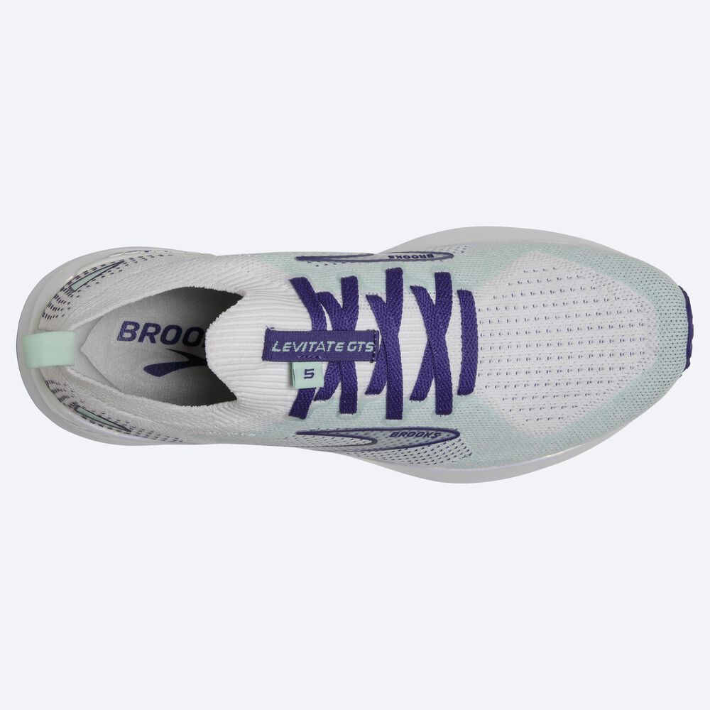 Brooks Levitate StealthFit GTS 5 Löparskor Dam Vita/Marinblå Blå | XFD-063925