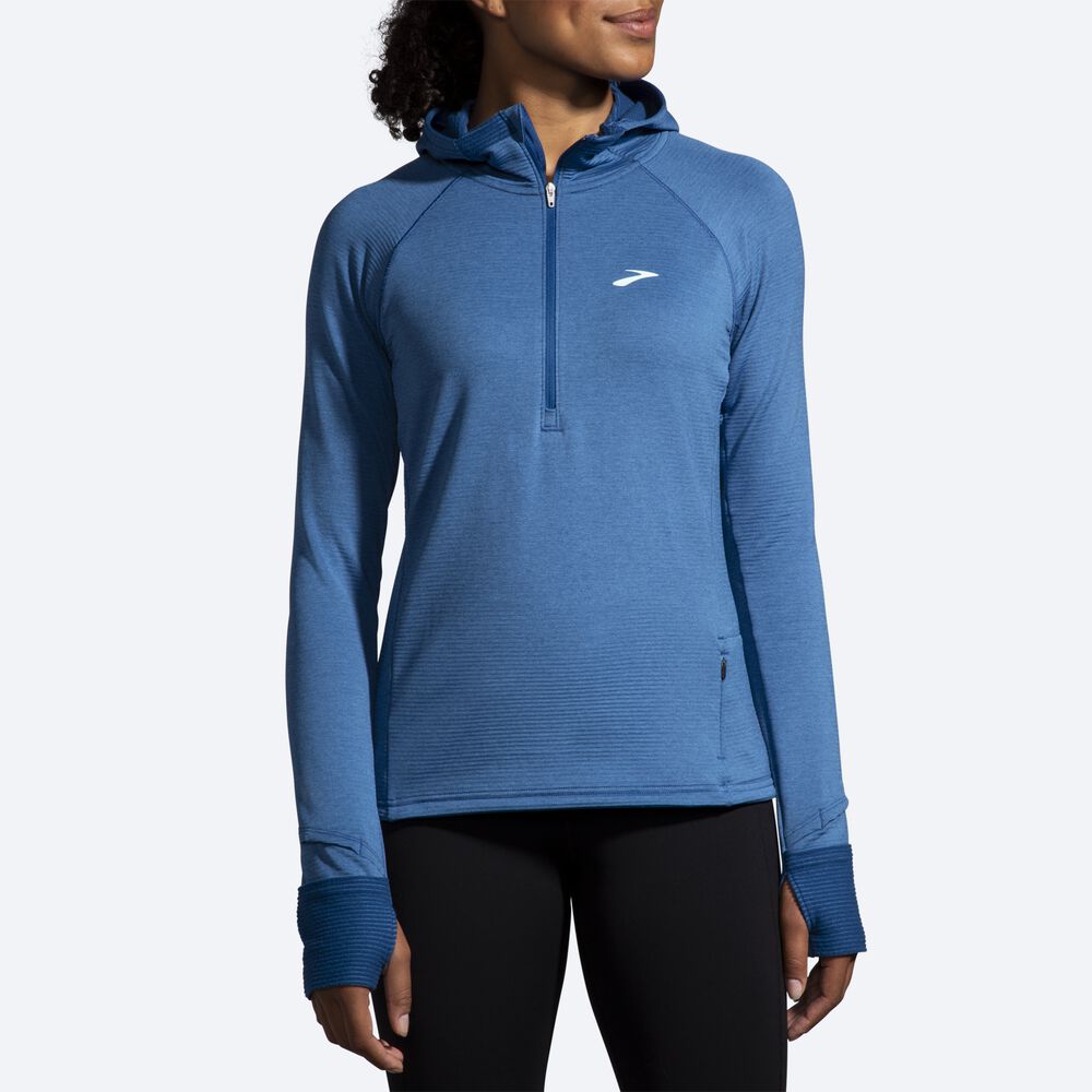 Brooks Notch Thermal 2.0 Hoodie Dam Blå Grå | RYJ-057934