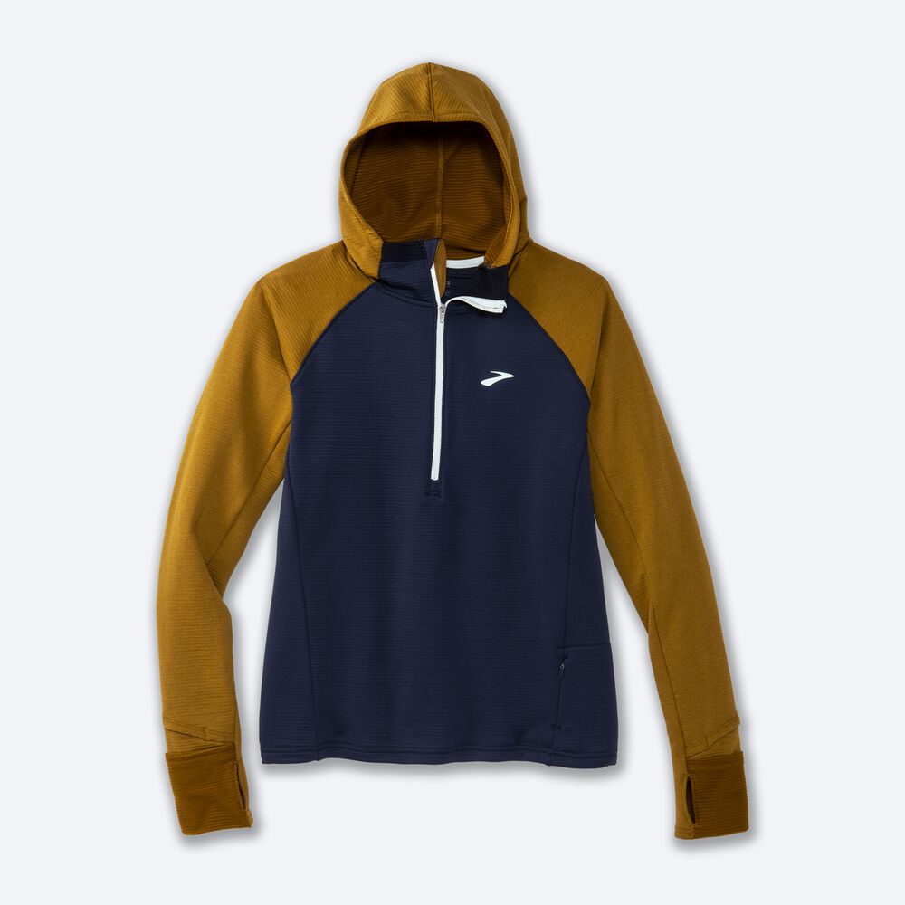 Brooks Notch Thermal 2.0 Hoodie Dam Olivgröna/Marinblå/Blå | SFM-146370