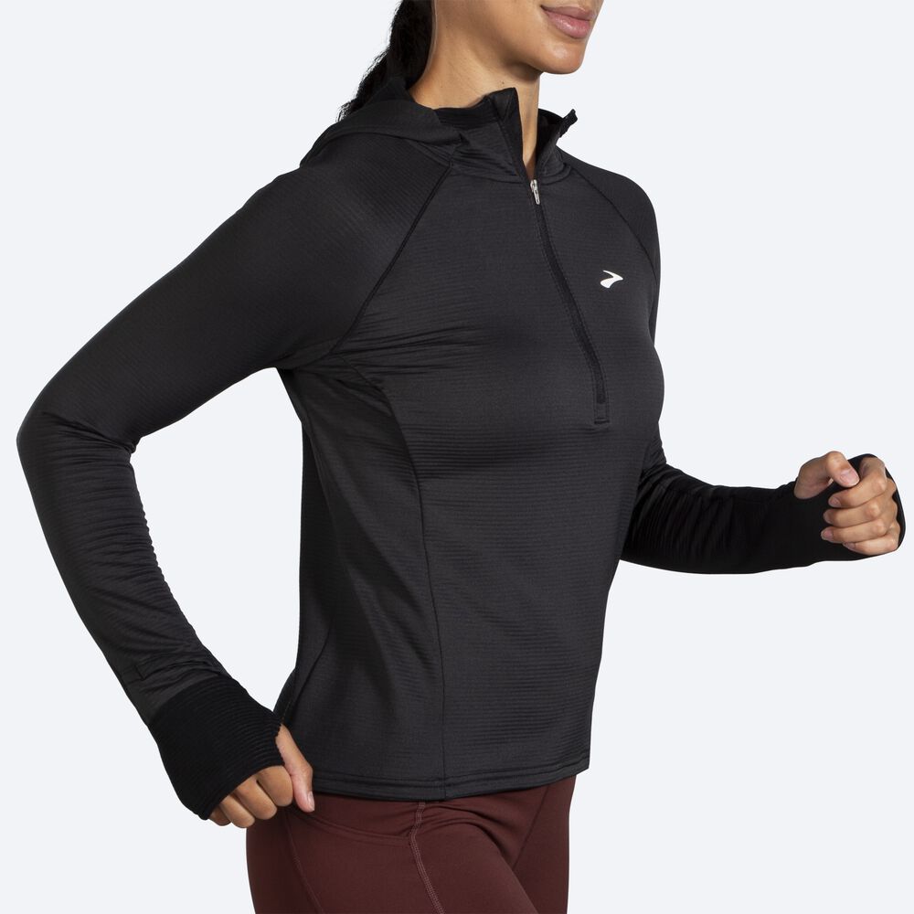 Brooks Notch Thermal 2.0 Hoodie Dam Svarta | EBA-561702