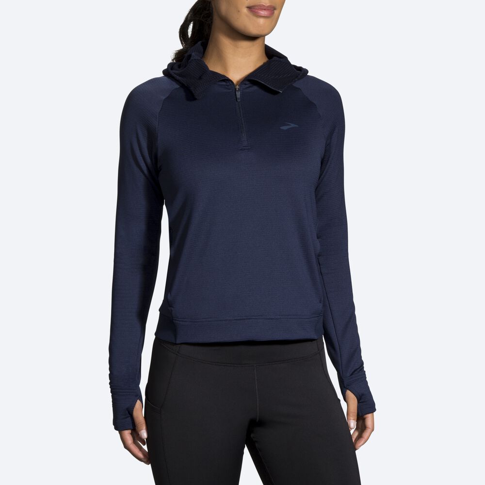 Brooks Notch Thermal Hoodie Dam Marinblå | VRT-501973