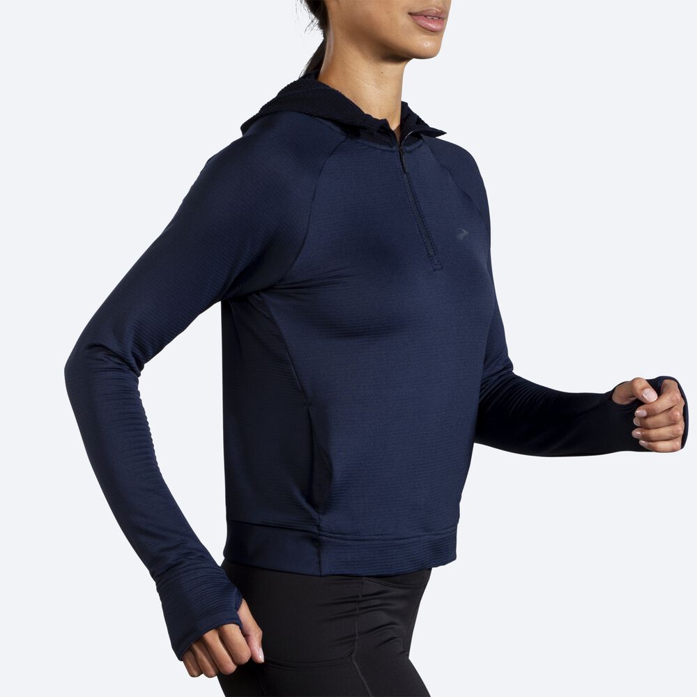 Brooks Notch Thermal Hoodie Dam Marinblå | VRT-501973