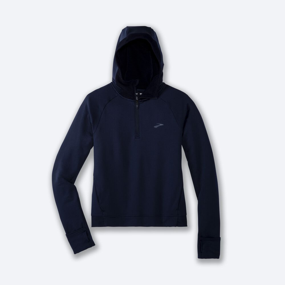 Brooks Notch Thermal Hoodie Dam Marinblå | VRT-501973