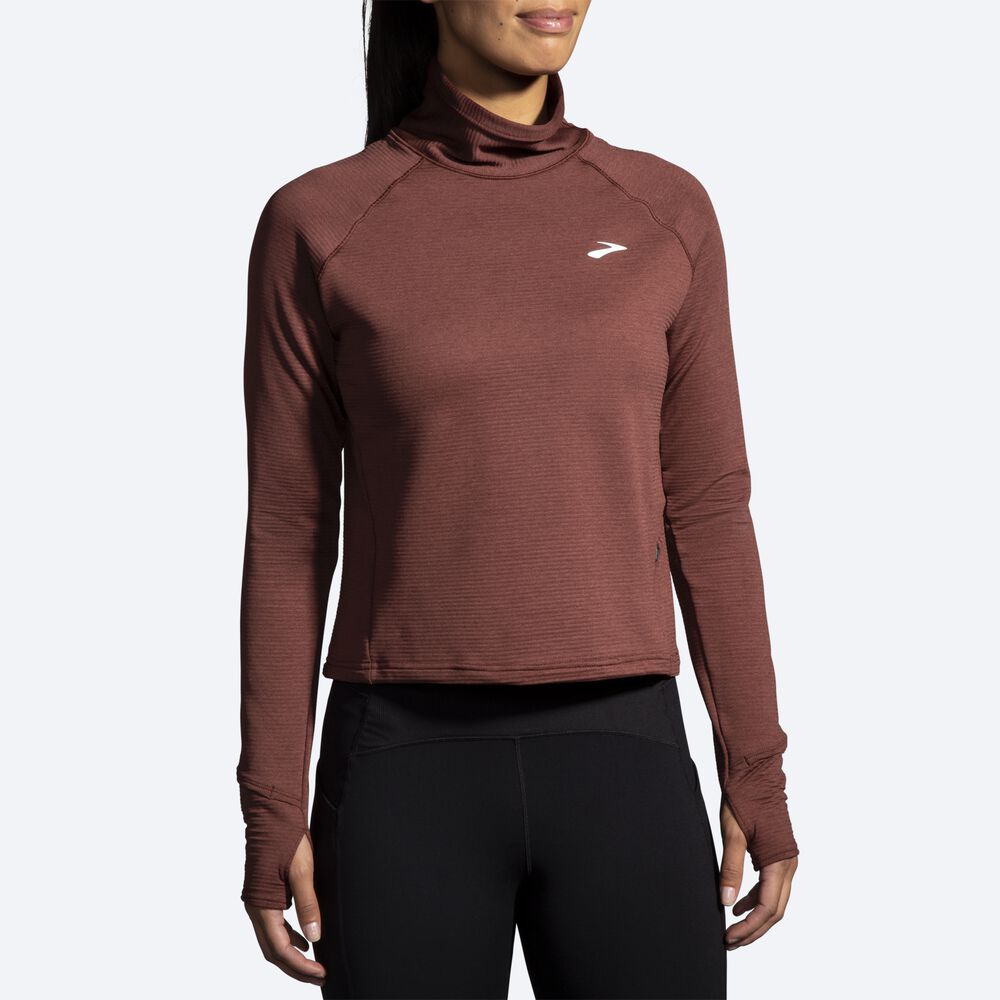 Brooks Notch Thermal Long Sleeve 2.0 T-shirt Dam Choklad | DXC-269158