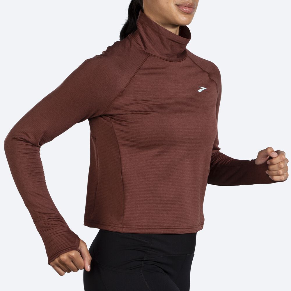 Brooks Notch Thermal Long Sleeve 2.0 T-shirt Dam Choklad | DXC-269158