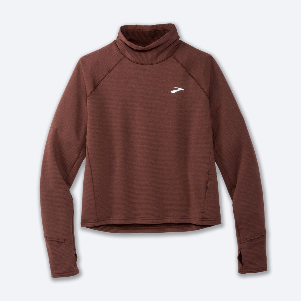 Brooks Notch Thermal Long Sleeve 2.0 T-shirt Dam Choklad | DXC-269158