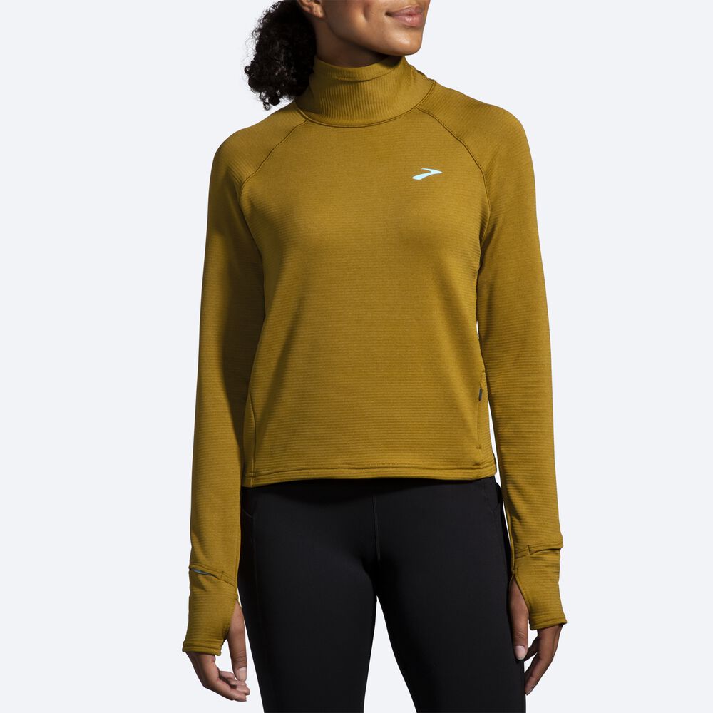 Brooks Notch Thermal Long Sleeve 2.0 T-shirt Dam Olivgröna | MBU-370615