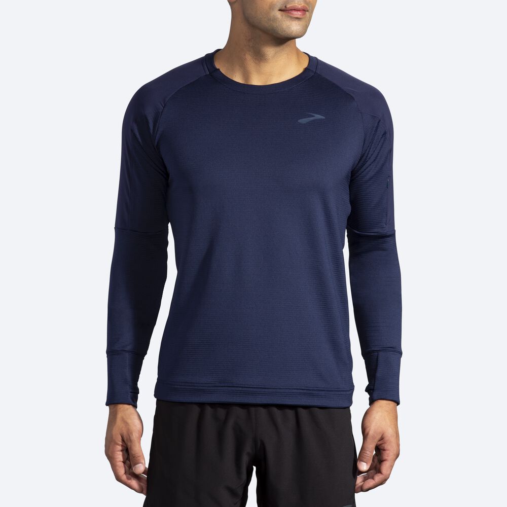 Brooks Notch Thermal Long Sleeve T-shirt Herr Marinblå | MHY-480963