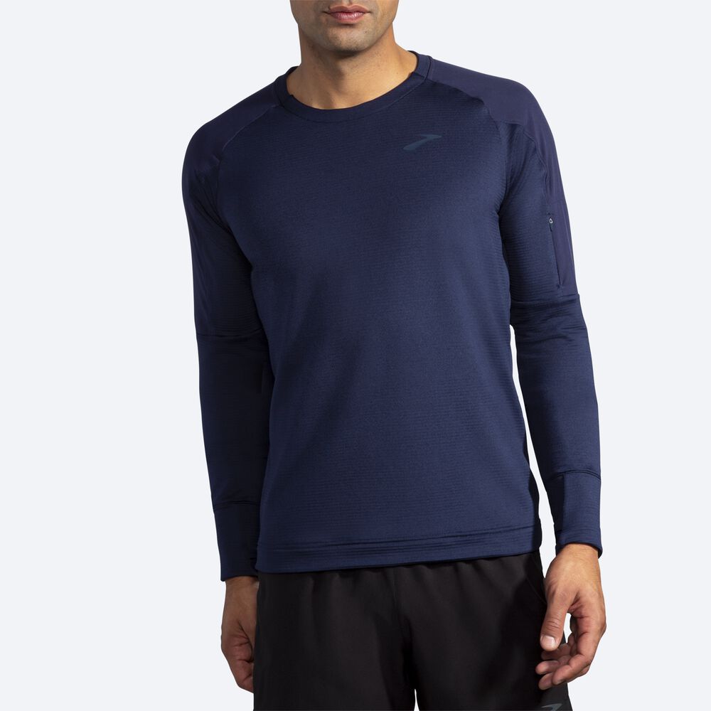 Brooks Notch Thermal Long Sleeve T-shirt Herr Marinblå | MHY-480963